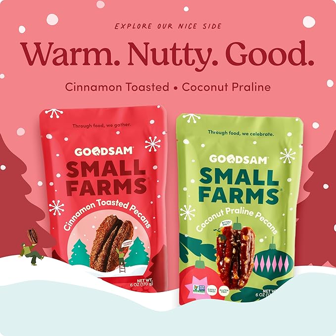 GoodSAM Cinnamon Toasted Pecans - Holiday Snack | Non-GMO | Gluten-Free | Direct Trade | Supporting Small Family Farms | 6oz Pack of 2