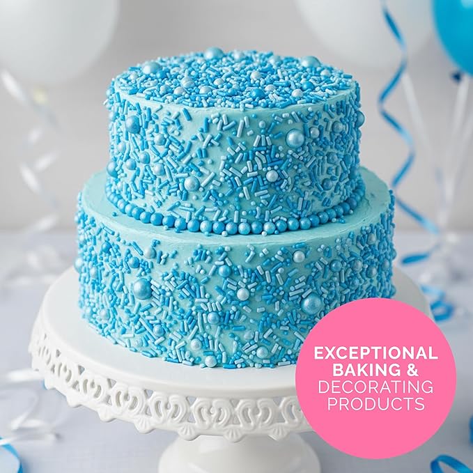Cake Craft Blue Sprinkles Mix – 3-Pack (100g Each) | Sugar Strands & Sugar Pearls | Elegant Mixed Sprinkles for Cakes, Cupcakes, Cookies & More