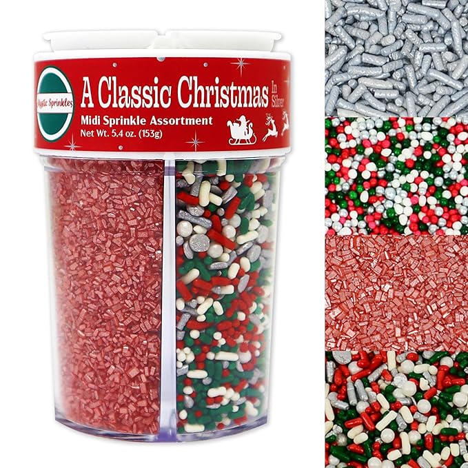 Mystic Sprinkles 4 Cell Sprinkle Assortments (A Classic Christmas in Silver, Midi)