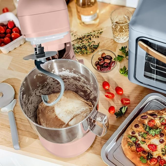 Beautiful 5.3 QT Stand Mixer w/Tilt-Head Design, Stainless Bowl, 300-Watt Power, 12-Speed Control, Includes Beater, Dough Hook, Whisk, Splash Shield (Rose)