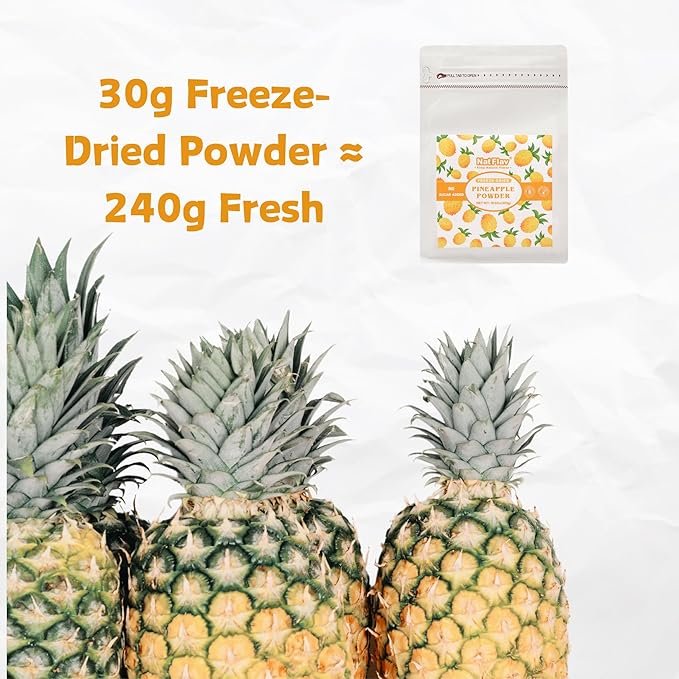 NAT FLAV Freeze Dried Pineapple Powder – 100% Natural, No Added Sugar, No Preservatives | 10.5oz | Pure Tropical Flavor for Smoothies, Baking & More | Non-GMO & Vegan Friendly