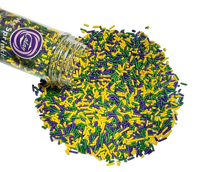 Sentovac Edible Purple&Green$Yellow Mixing Jimmies Sprinkles for Cake Decorating Baking Cookie and Ice Cream Topper Decorations Sprinkles Supplies 78g/2.75oz