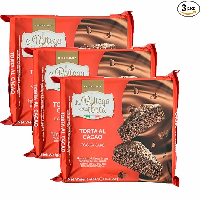 Chocolitaly Torta al Cacao | 400g Each | 3 Pack | Italian Chocolate Cake | Soft & Moist Chocolate Loaf | Traditional Cocoa Dessert | Made in Italy | Shelf-Stable & Ready to Serve Snack