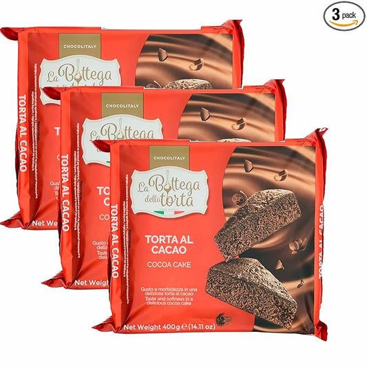 Chocolitaly Torta al Cacao | 400g Each | 3 Pack | Italian Chocolate Cake | Soft & Moist Chocolate Loaf | Traditional Cocoa Dessert | Made in Italy | Shelf-Stable & Ready to Serve Snack