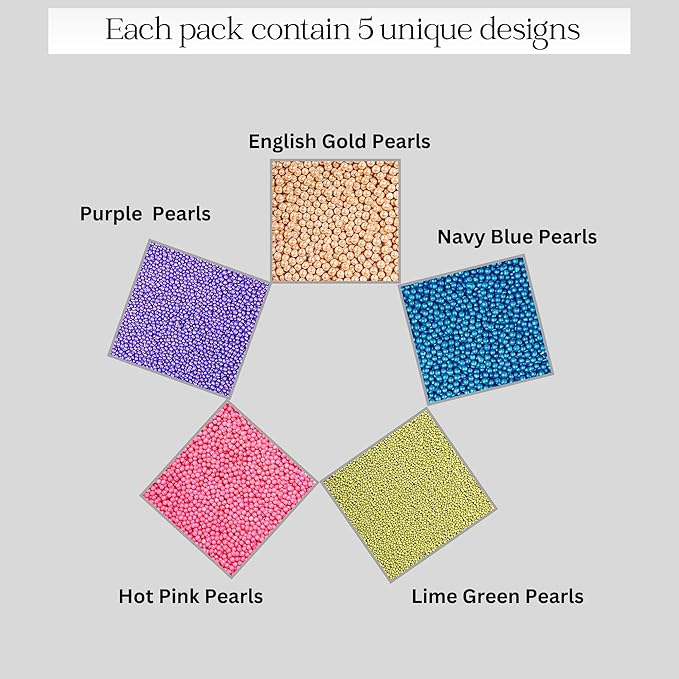 Confect Pearl Sprinkles | Pack of 5 Tropical Tea Party Disco Ball Sprinkles | Mix Golden, Purple, Neon Pink, Lime Green & Navy Blue Pearl Dragees - Vegan, Gluten-Free, Nut-Free, Soy-Free, Dairy-Free, Palm Oil-Free, No Artificial Dyes - 5 Oz