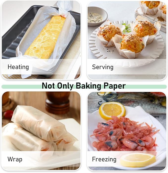 EcoDispose Non-Stick Precut Parchment Paper Baking Sheets Full Pan liner for Bake (16-3/8" x 24-3/8",White,1000PCS)