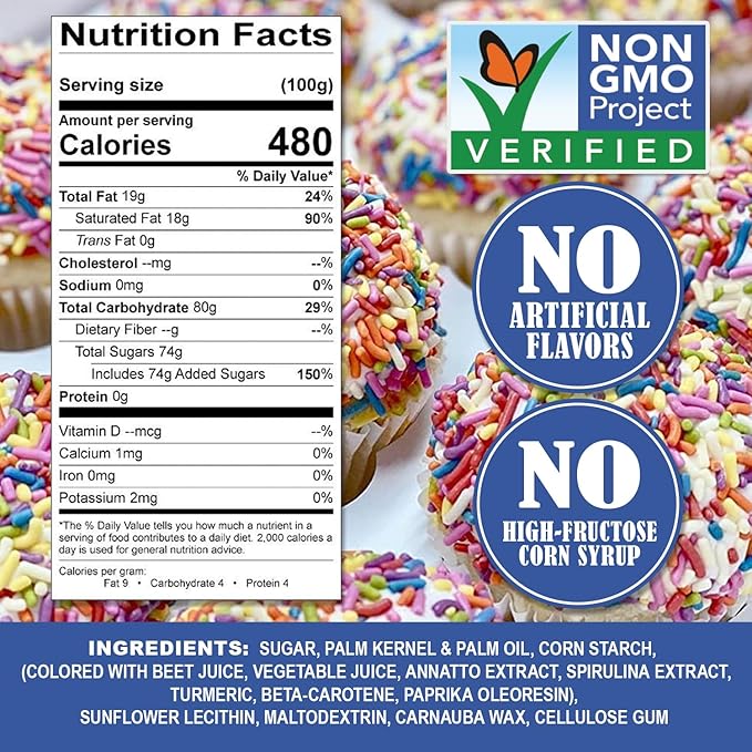 A Great Surprise Dye Free Rainbow Sprinkles - 1.5 Pounds - All Natural - Vegan Sprinkles for Baking, Ice Cream, Cookies, Cupcakes