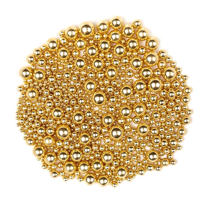 Dazzjoy Gold Pearl Sugar Sprinkles, Edible Candy Sprinkles, Cake Toppers and Cake Decorations, Mix Size, Cookie Decorating, Ice Cream, Wedding Party Valentines Supplies, 130g/4.58oz