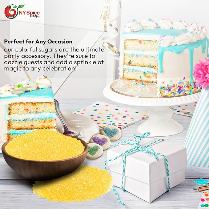 NY Spice Shop Yellow Sanding Sugar - 8 Ounce Sweet Colorful Edible Sprinkles For Candy Dish - Sugar Sprinkles For Cake Decorating Cookies Basket & Dishes