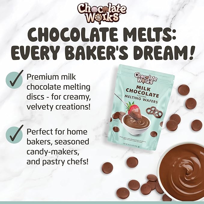 Chocolate Works Milk Chocolate Melting Chocolate Wafers, 2.5lb (Pack of 1)