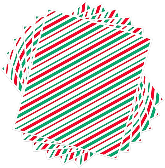 Zezzxu 100 Sheets Red and Green Striped Wax Paper, Parchment Paper for Cookie Box Deli Food Wrapping Grease Resistant Basket Liners (8.5 x 9.8 Inches)