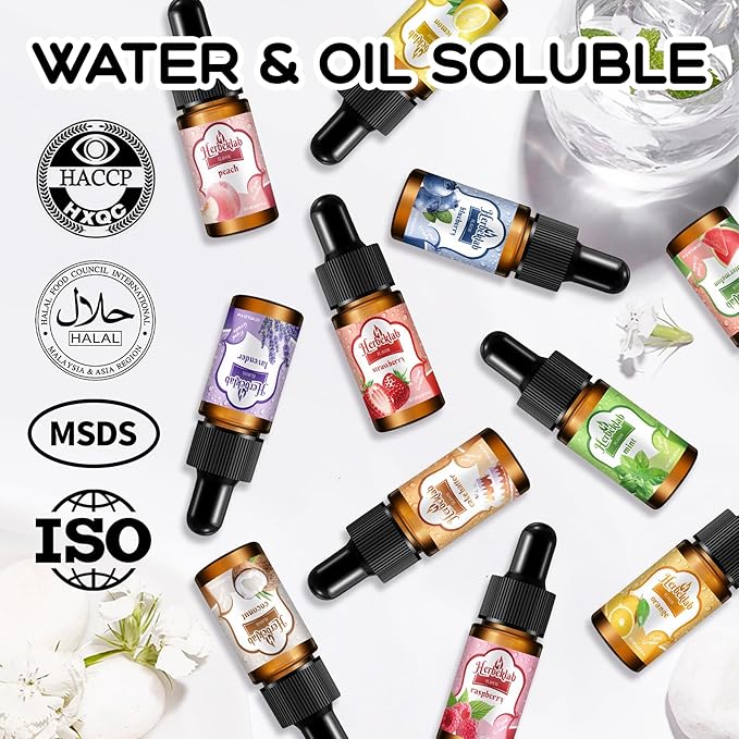 Food Flavoring Oil - Candy Flavoring for Candy Making 18 x 0.35 Fl Oz Extracts and Flavorings for Baking Lip Gloss Flavoring Oil - with Glass Dropper