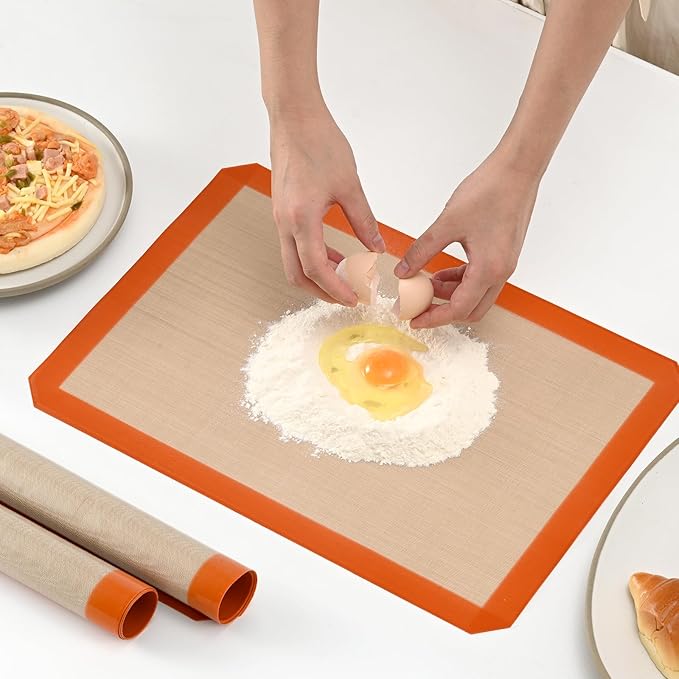 2-Pack Silicone Baking Mats – Non-Stick Reusable BPA-Free Oven Liners, 100% Food-Grade Silicone, Fit Half Sheet Pans (16.54" x 11.62") for Cookies, Pastry & More