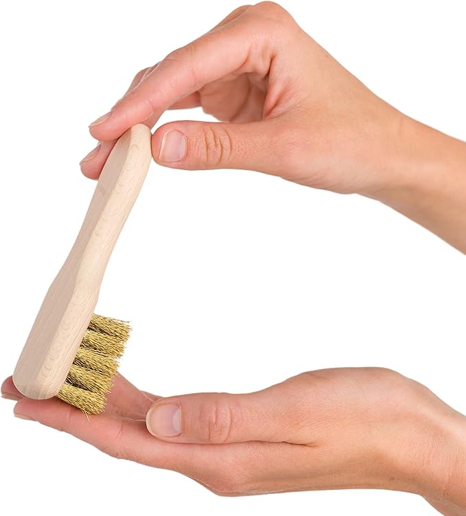 Redecker Brass Suede Brush with Untreated Beechwood Handle, 4-3/4-Inches