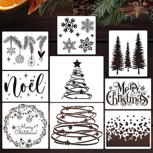 Christmas Stencils for Window Glass Merry Christmas Stencil Reusable Holiday Stencils for Crafts Wood Wall Fabrics Decor