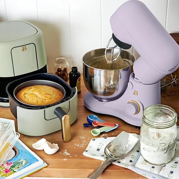Beautiful 3.5 Qt Tilt-Head Stand Mixer | 12-Speed 300 W Motor | Stainless Bowl Beater, Dough Hook & Whisk by Drew Barrymore (Lavender)