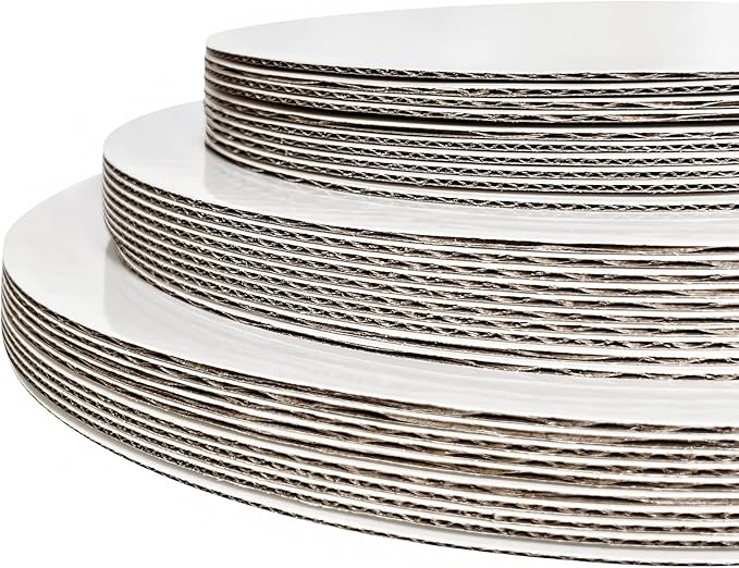 ONEMORE 30-Pack White Cake Board Rounds,Circle Cardboard Base Boards, 8, 10 and 12-Inch. Perfect for Cake Decorating, 10 of Each Size (White,30)