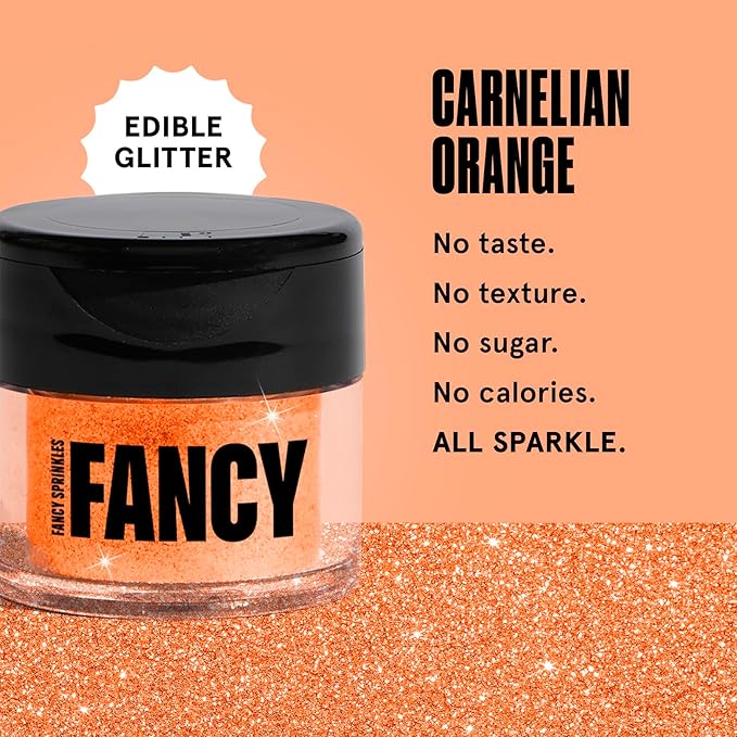 Fancy Sprinkles Carnelian Orange Premium Edible Glitter, 100% Edible Glitter for Sparkling Mimosa's & Food No Taste or Texture (4gm)