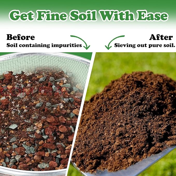 Soil, Sand, and Compost Sifter for Gardening – Sieve for Rocks, Dirt, and Organic Material – Fits 5-Gallon Buckets-3/8 in Aperture