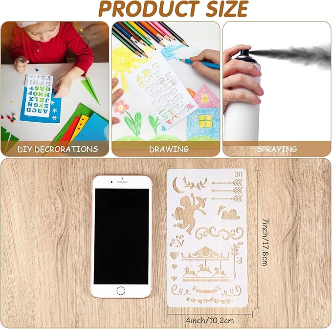 28 Pcs Plastic Letter Number Stencil for Painting Reusable Alphabet Journal Font Template Calligraphy Letter Stencil for Notebook Diary Scrapbook DIY Drawing Wood Glass Door Holiday Decor