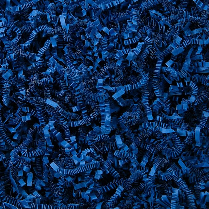 Mefleet 1 LB Crinkle Cut Paper Shred Filler Dark Blue Crinkle Shredded Paper for Gift Box - Gift Basket Bag Filler - Grass Cushion Stuffing for Father's day, Birthday Packaging Wrapping