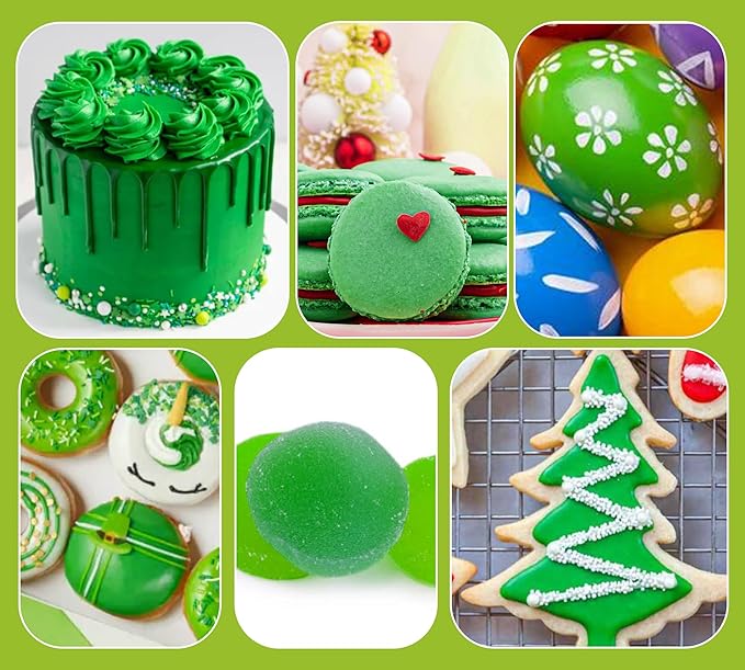 Food Coloring Liquid Xmas Green, 70g x 3 Food Grade Vibrant Food Dye, Concentrated Liquid Food Coloring Kit Set for Baking, Cake Decorating, Fondant, Easter Egg, Icing and DIY Supplies Kit, Tasteless