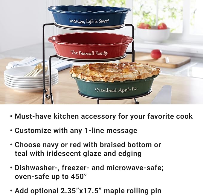 Let's Make Memories Personalized Stoneware Pie Dish - Navy