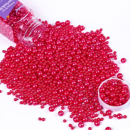 Christmas Red Sprinkles for Cake Decorations 3.52 ounce Edible Pearl Sprinkles for Cupcake Toppers Wedding Party Patriotic Valentines Halloween Christmas Holiday Supplies