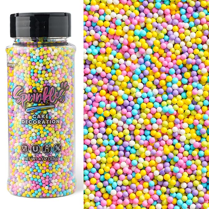 Pastel Nonpareils Sprinkles, Sujoygar 4oz Edible Colored Cake Sprinkles for Ice Cream Toppings Cupcake Chocolate Decoration, Wedding Party Cookies Baking Dessert Food Supplies
