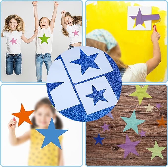Large Star Stencil for Painting Template 5 Point Star Template Reusable Plastic Stencils,for Home Decoration Arts Paper Fabric Flag(8 Sizes)
