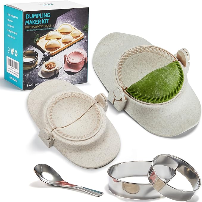 6 Inch Empanada Maker Press, Extra Large Dumpling Maker Set with Dough Cutter, Dumpling Mold Set for Pierogi, Pastelitos, Calzone, Turnovers, Chinese Dumpling-2Sizes 6"+4"