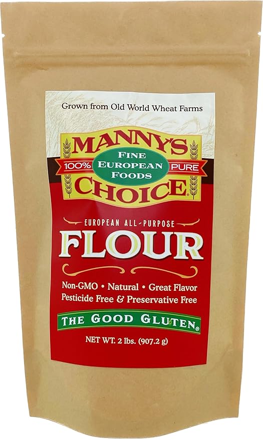 Manny's Choice Natural All Purpose Unbleached Italian Artisan Wheat Flour Type 0 for Baking 2 lb | Bread Flour | Cake Flour | Pizza Flour | Pasta Flour | Pastry Flour