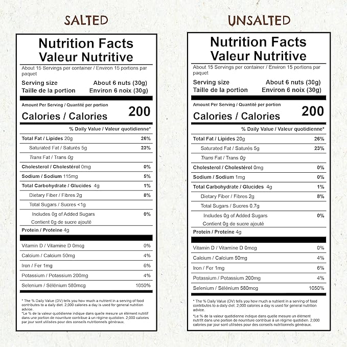 Raw Organic Brazil Nuts (15oz) + Roasted Organic Brazil Nuts Salted with Himalayan Salt (15oz) - (Bundle of 2)