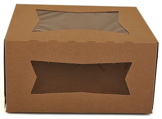 Southern Champion Tray 23053K Kraft Paperboard Lock Corner Window Bakery Box, 10" Length x 10" Width x 5" Height (Case of 150)