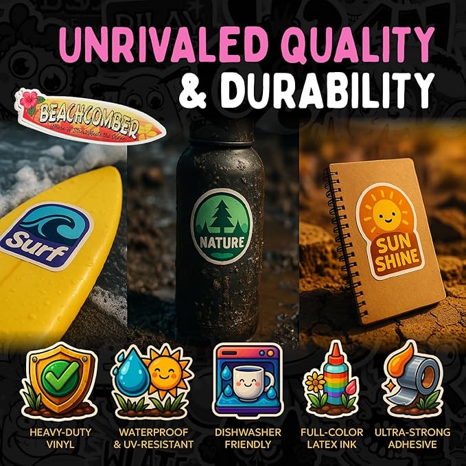 Custom Stickers Bulk | Upload Your Logo | 25-1000 | Sizes 2 inch to 12 inches | Waterproof Sticker Personalized | Decals for Water Bottle Laptop Car Truck Kids Students or Business Logo