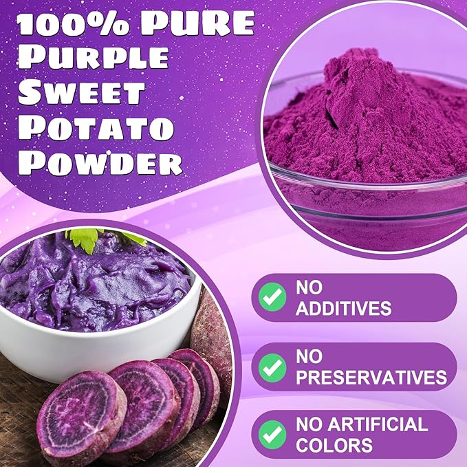 Purple Sweet Potato Powder - Kiigfood 5.3 oz/150g Pure Natural Premium Purple Food Coloring Powder for Smoothies, Christmas Baking, Juices, Pasta - Gluten-Free, No Additives, Vegan, Non-GMO