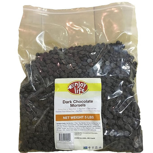 Enjoy Life Bulk Dark Chocolate Morsels, Vegan, Dairy Free, Gluten Free, Nut Free, Kosher, Soy Free, Allergy Friendly, 5 lb