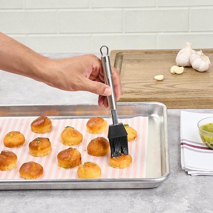 Restaurantware-German Standard Pastry Brushes, 6 Heat-Tolerant Basting Brushes - Dishwashable, Durable, Black Silicone Pastry Brush With Stainless Steel Handle, For Baking, Grilling, or Glazing