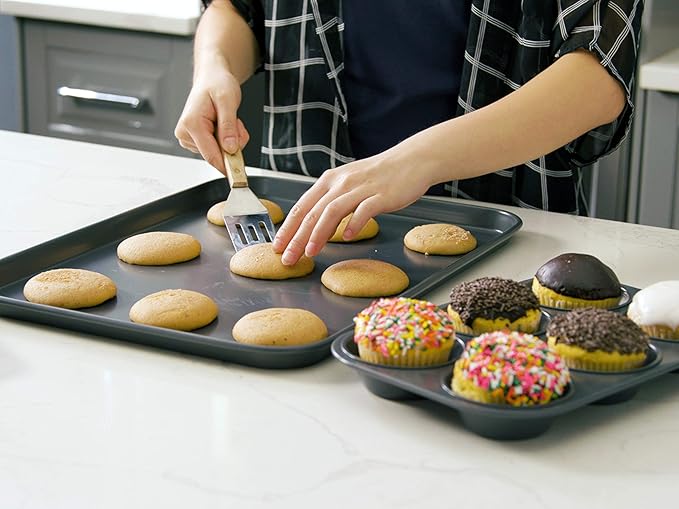 Elbee Home Set of 8 Durable Non-Stick Carbon Steel Baking Bricks for Easy Storage