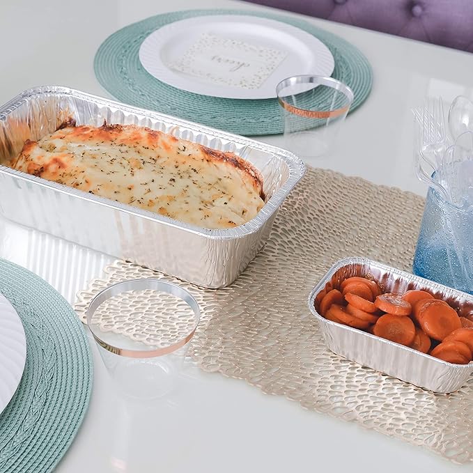 Plasticpro [1 Lb 50 Pack] Disposable Loaf Pans Aluminum Tin Foil Meal Prep Bakeware - Cookware Perfect for Baking Cakes, Bread, Meatloaf, Lasagna 1 Pound 6'' X 3.75'' X 2''