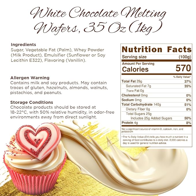 Chocolate Drops – Milky & Dark Chocolate Candy, 35 oz Bulk Sweet Treats for Baking & Gifting, Premium Quality (White)
