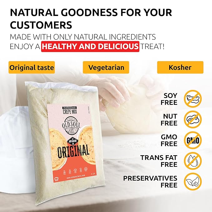 OldSoul Professional Crepe Mix | Classic Dough Mix | Original Flavour | 30 Lbs | 216 Crepes (Original, 30 Lb)