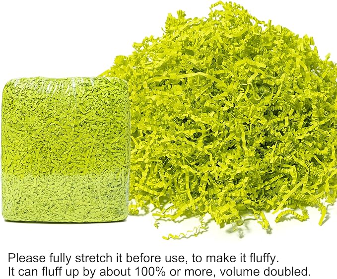 Mefleet 1 LB Crinkle Cut Paper Shred Filler Light Green Crinkle Shredded Paper for Gift Box - Gift Basket Bag Filler - Grass Cushion Stuffing for Christmas Holiday Packaging Wrapping