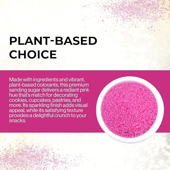 Ultimate Baker - Sanding Sugar, Pink - Vibrant, Naturally Colored Baking & Decorating Sugar, Perfect for Sprinkling on Cakes, Desserts & Confections, Medium Crystal - 8oz