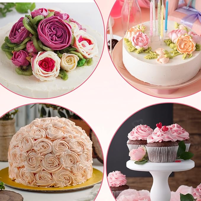 5PCS Flower Piping Tips, Chrysanthemum Icing Nozzles Cream Icing Piping Fondant for Cake Decorating Rose Petal Frosting Tips for Cupcakes Tulip Pastry