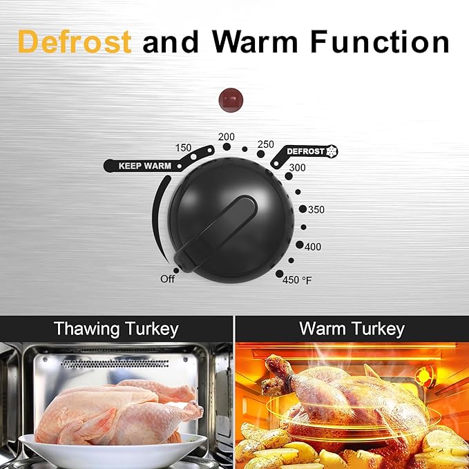 Sunvivi 28 Quart Electric Roaster Oven Turkey Roaster with Lid Electric Roasters with Removable Pan Large Roaster,Visible & Self-basting Lid, Fast Heating & Thaw/warming Setting,Silver