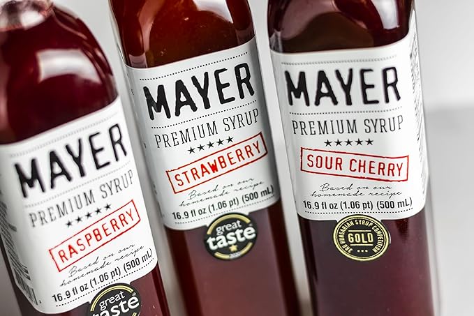 Mayer Hungarian Sour Cherry Syrup – Award-Winning Cherry Syrup for drinks, All-Natural, Gluten-Free (16.9 oz) – Ideal Cocktail & Drink Mixer, and Coffee Syrup, No Artificial Additives. (2 Pack)