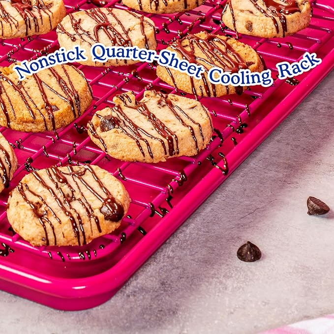 Great Jones Little Sheet Pan (Mustard) & Little Chill Rack (Pepper) | 13.5 x 9.5 Heavy-Duty Nonstick Pan & Cooling Rack | Baking Tray & Wire Rack for Cooking, Baking, Roasting | Oven & Dishwasher Safe