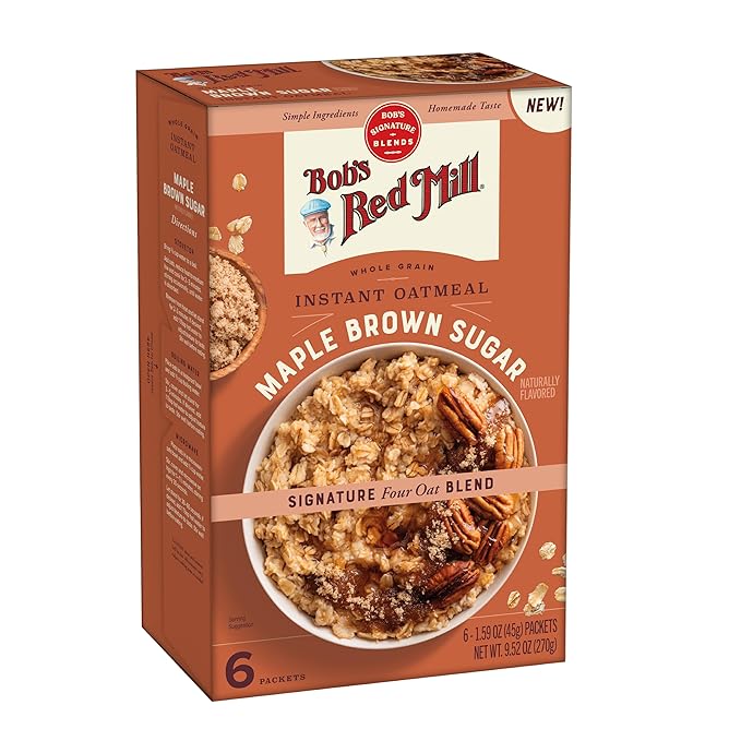 Bob's Red Mill Instant Oatmeal, Maple Brown Sugar, 24 Packets Total, Non-GMO, Gluten Free, Whole Grain
