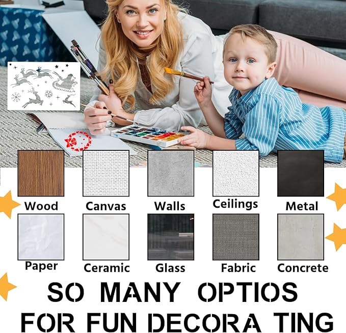 BAMIDELE Letter Stencils for Painting on Wood, 50 Pcs Calligraphy Alphabet Drawing Templates with Numbers, Signs, Reusable Cursive Plastic Art Craft Stencils